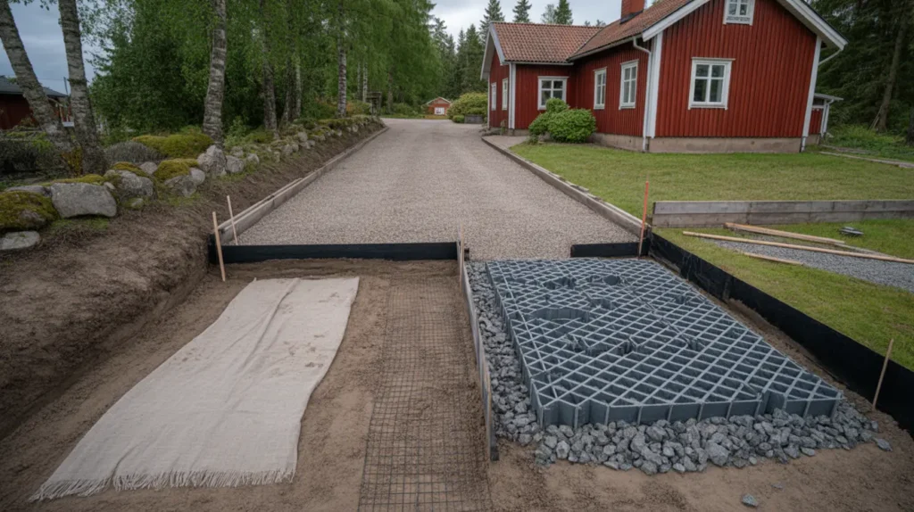 geotextil geon t eller geoceller r tt markarmering f r en stabil uppfart och g ng dimensioner och l ggning steg f r steg